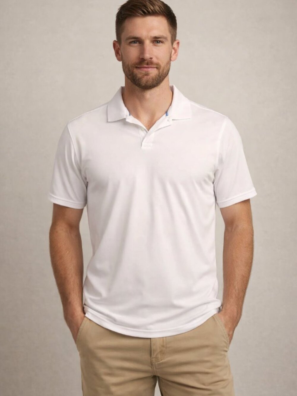 David Taylor "Resort" Collection White Performance Polo, NWT, Size: S